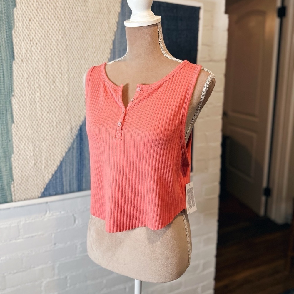 American Eagle Pink Ribbed Crop Tank Top